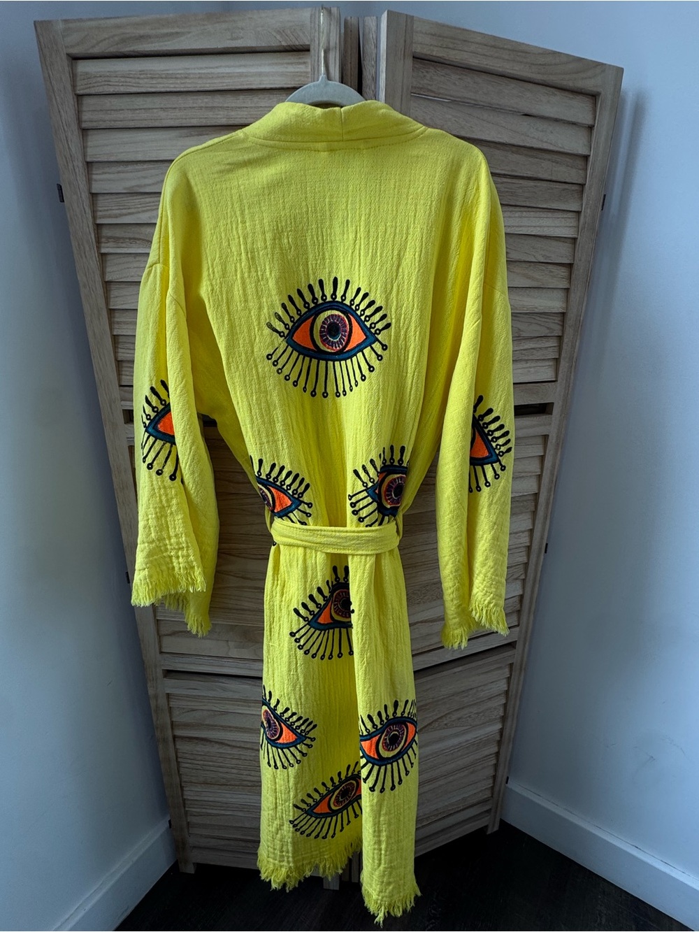 Yellow And Red Eye-Print Kaftan Robe